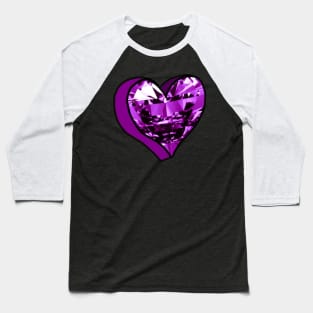 Purple Diamond Love Heart Baseball T-Shirt